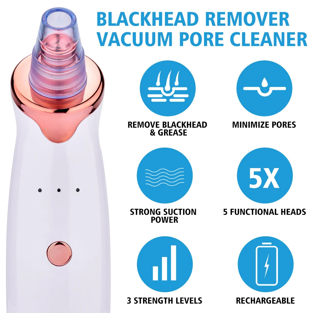 Electric Facial Blackhead Remover Vacuum Pore Cleaner Acne Cleanser Black Spots Removal Face Nose Deep Cleaning tools beautifina.com