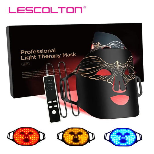 Lescolton New Red Led Light Therapy Infrared Flexible Soft Mask Silicone 4 Color Led Therapy Anti Aging Advanced Photon Mask beautifina.com