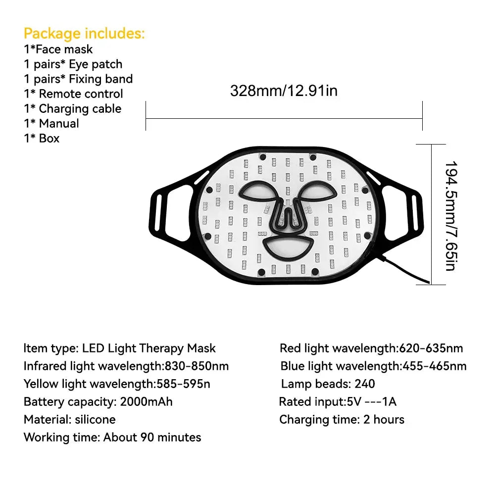 Lescolton New Red Led Light Therapy Infrared Flexible Soft Mask Silicone 4 Color Led Therapy Anti Aging Advanced Photon Mask beautifina.com