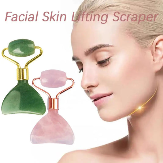 2 In 1 Skin Lifting Scraper Anti-wrinkle Natural Sha Roller Jade Massage Reduce Puffiness Face Tool Gua Tighten Skin A4o6 beautifina.com